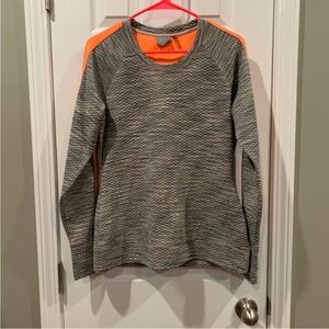 Athleta Heathered Gray Sweatshirt with Orange Accents
